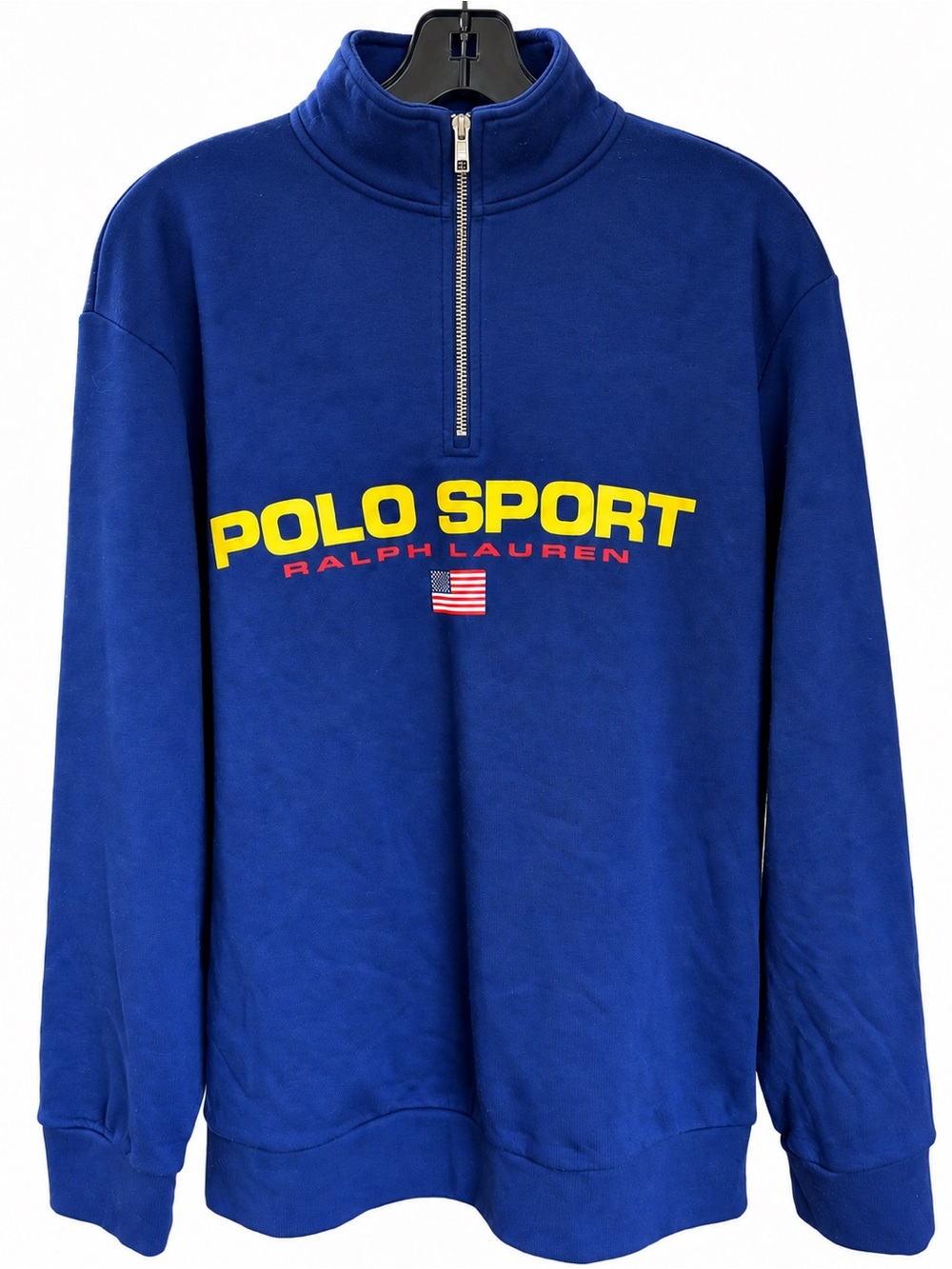 Polo by Ralph Lauren Royal Blue Zip-Neck Sweatshirt with Yellow Logo